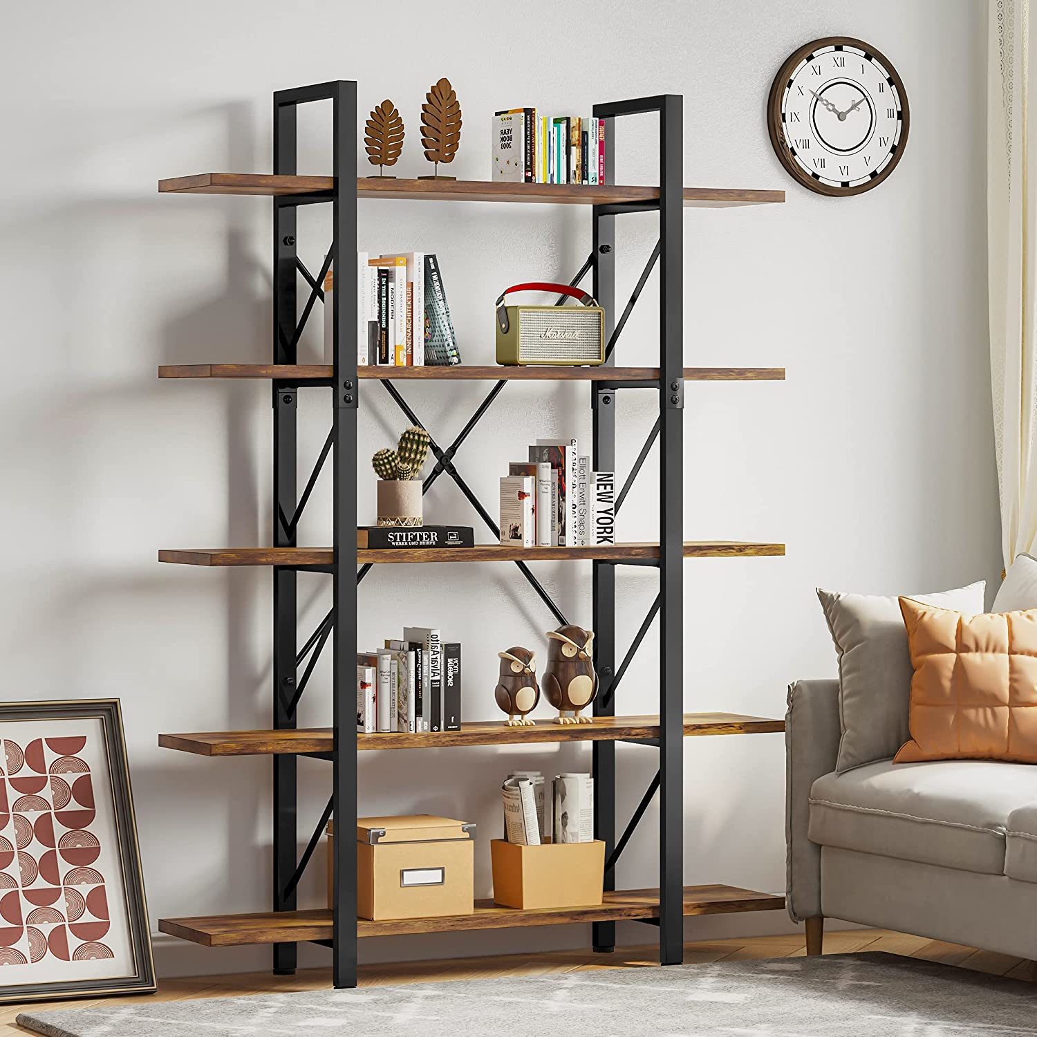 5 Tier Bookcase, Artsy Modern Bookshelf, Book Rack, Storage Rack 