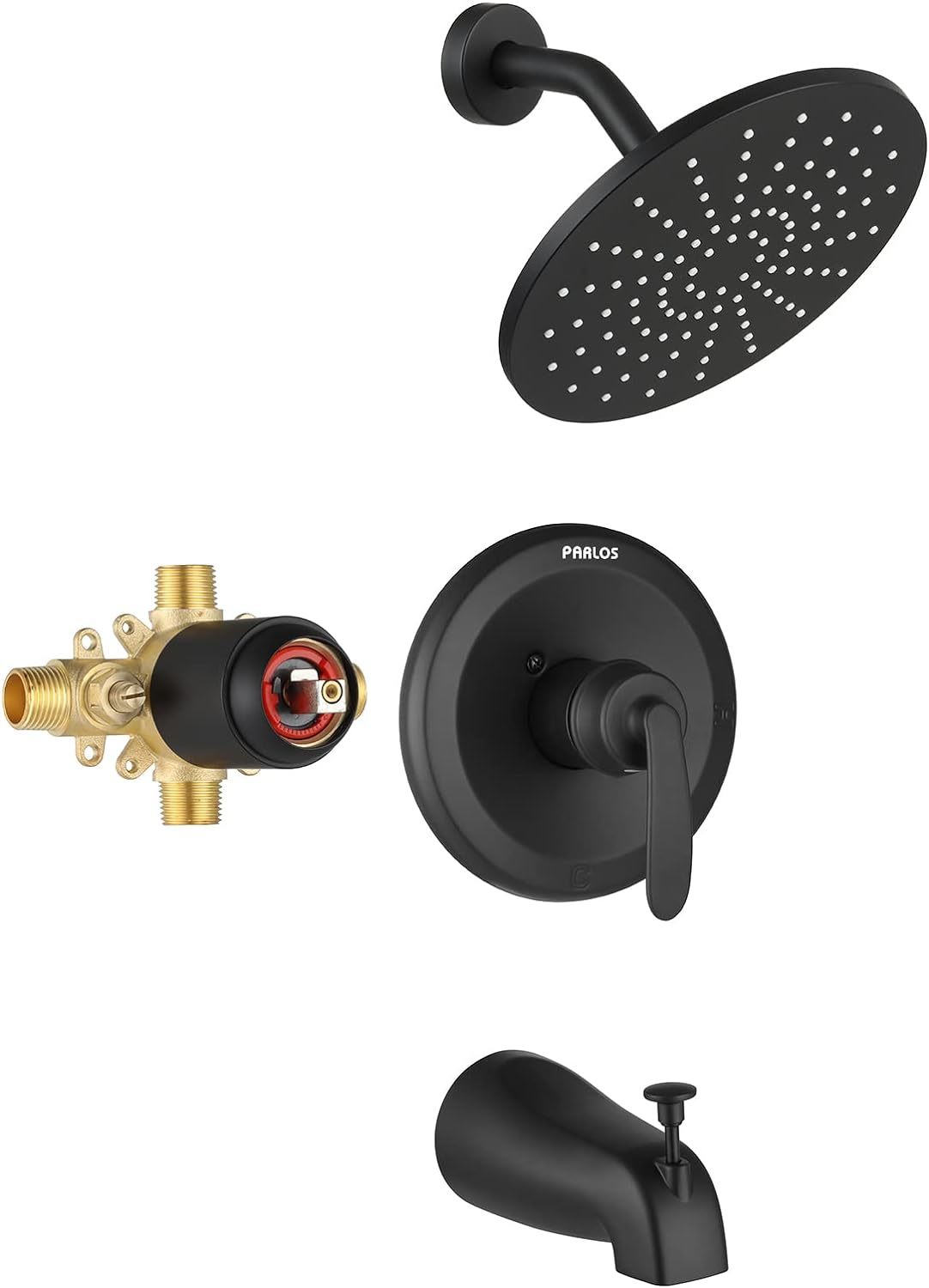 Shower Faucet Set With Tub Spout (Valve Included), 9 Inch Rain Shower