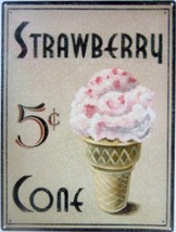 Strawberry Cone Metal Sign - $16.95
