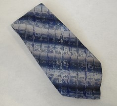 Stafford Neck Tie 100% Silk Hand Made Mens Neckwear Blue Geometric Stripe - $22.00