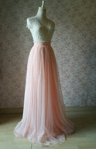 Women Blush Tulle Skirt Full Long Tulle Skirt Blush Pink High Waisted Plus Size image 2
