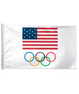  US Olympic Team - 3&#39;X5&#39; Polyester Flag (USA with Rings) - $39.54