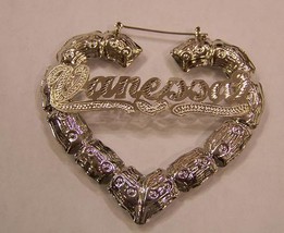 Personalized 925 silver plated  Any Name hoop Earrings Heart Bamboo 2 inch - $34.99