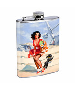 Flask 8oz Stainless Steel Classic Vintage Model Pin Up Girl Design-123 - $13.95