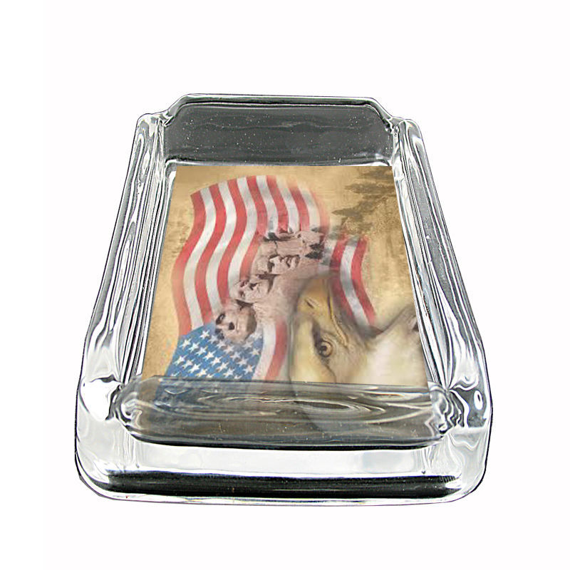 Vintage American Flag Glass Ashtray D8 4"x3" United States of America - $15.95