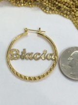 Personalized 14k Gold Overlay Any Name hoop Earrings 1 3/4 inch /hip hop /a1 - $34.99