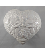 Ceramiche Leonardo Italy Ceramic Heart Shaped Lidded Dish Box Cupid Rose... - $29.99