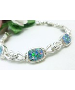 Sterling Australian Square Opal Doublet Mosaic Bracelet 7.25&quot; - $79.00