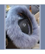 Fluffy Smoke Gray Genuine Australian Lambskin Woolen Fur Steering Wheel ... - $55.76