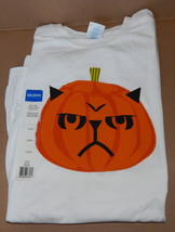 T Shirt Halloween Gildan 100% Cotton White Shirt Mean Pumpkin Large Size... - $4.69