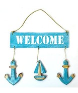 Hand Carved Wooden WELCOME With SAILBOAT BUOY ANCHOR Cocktails Drinking ... - $19.79