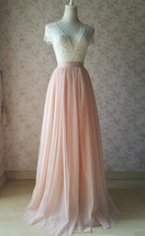 BLUSH High Waist Maxi Tulle Skirt Full Blush Wedding Bridesmaid Skirt Plus Size image 3