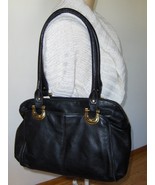 B. Makowsky Black Satchel Pebble Grain Leather Purse Shoulder Bag Tote - $59.97
