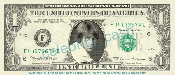 Luke Skywalker Star Wars On Real Dollar Bill and 50 similar items