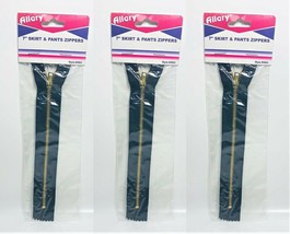 LOT OF 3 Allary Style #4862 Skirt & Pants Zippers, 7 Inch, DARK BLUE - $7.88