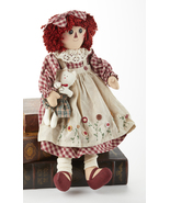  Precious Raggedy Cloth Doll with Cat in Plaid Dress by Delton, 18&quot; - $29.49