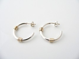 Tiffany &amp; Co Silver 18K Gold Triple Coil Hoop Hoops Earrings 18K Post Gi... - $648.00