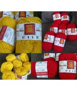 Pure Wool Yarn 50 Gram Balls Lana Fila Cile Made in Italy 7 Each Red Yellow - $74.24