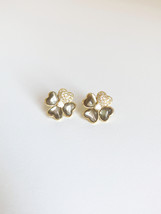 Four Leaf Clover of Hearts in Grey Mother of Pearl and Cubic Zirconium - $45.00
