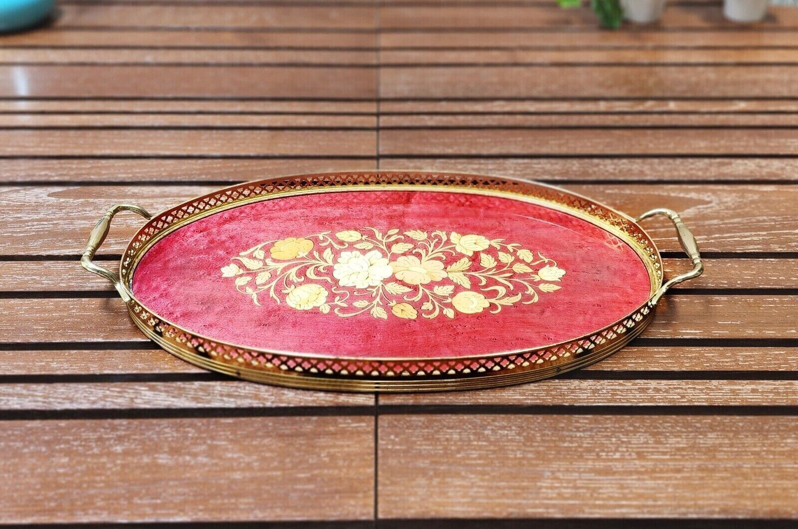 18 Large Vintage Brass Bamboo Round Tray With Handles Antique Display Tray  Ornate Gold Metal Vanity Mid Century Gallery Serving Tray MCM -  Canada