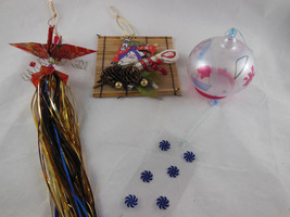 Japanese style Christmas Ornaments origama collage and new glass ball chime  - $14.84