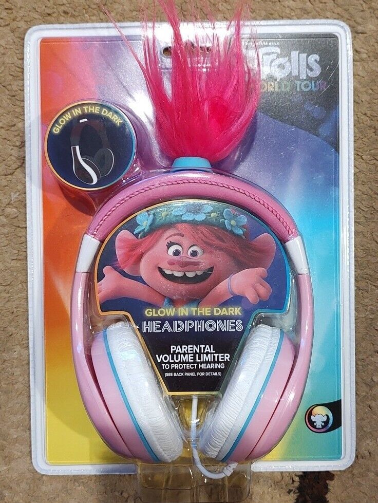 Trolls World Tour Poppy Kids Glow In The Dark Wired Headphones ...