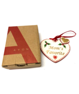 Avon MOM&#39;S FAVORITE Porcelain Heart Christmas Ornament - $7.92
