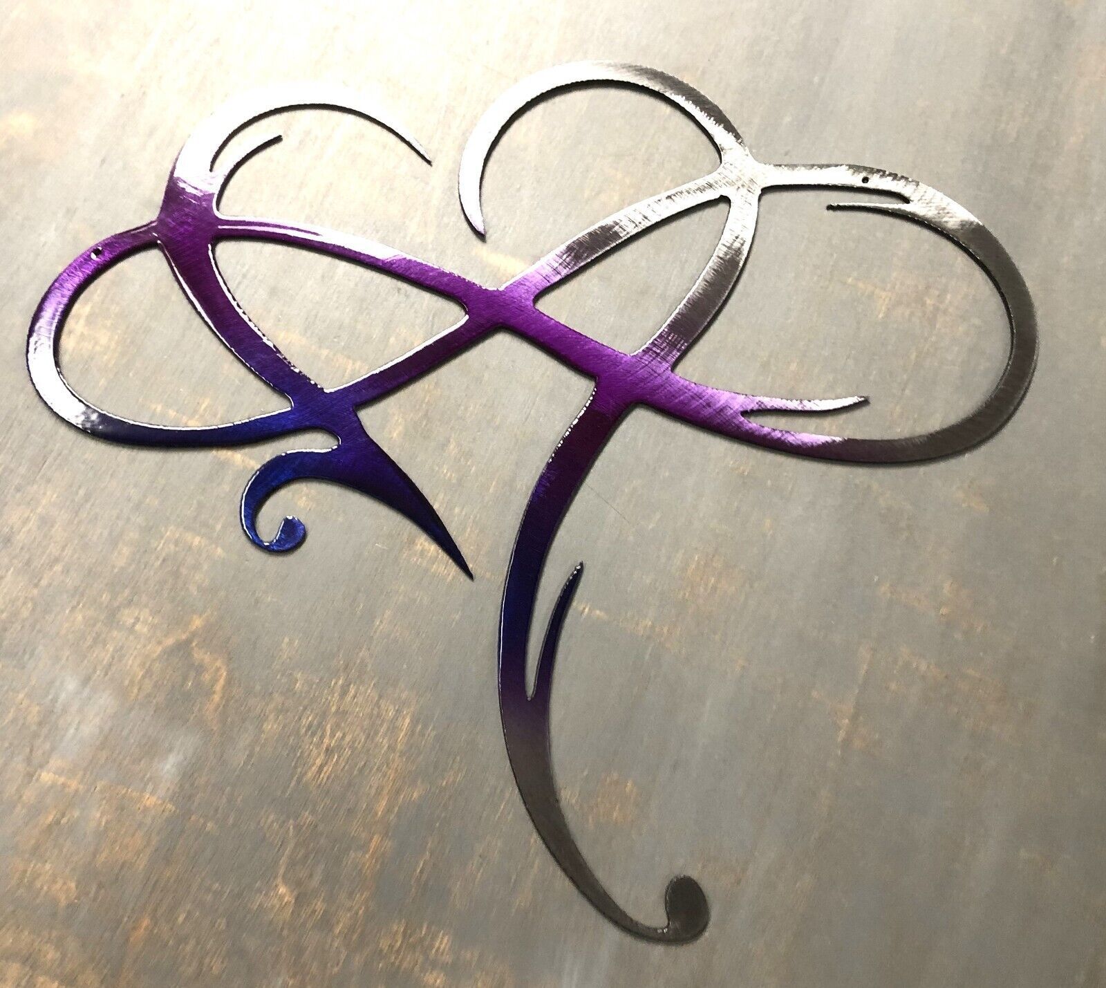 Primary image for Infinity Heart - Metal Wall Art -Purple Tinged 32" x 24"