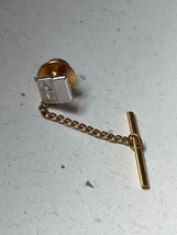 Vintage Small Silvertone Square w Fleur Di Lis Tie Tac – 0.25 x 0.25 inc... - $9.49