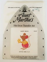 Vintage Aunt Martha&#39;s Hot Iron Transfer Art Happy Mouse - $12.00