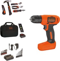 BLACK+DECKER 12V MAX Drill & Home Tool Kit, 60-Piece (BDCDD12PK)