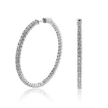 4.50 Carat Inside Out Diamond Hoop Earrings 14K White Gold - $3,769.92