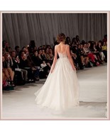 Flowing Sheer Backless Leg Slits &amp; Beaded Chiffon Designer Style Wedding... - $423.95