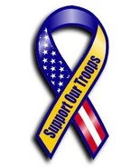 Support Our Troops Magnet (Yellow w/red, white and blue) - $4.20