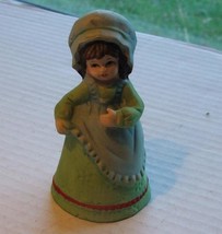 Jasco Colonial Lady in Green and Blue Bisque Bell - $4.99