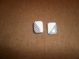 White  Earrings with Black Stripes  - $1.00