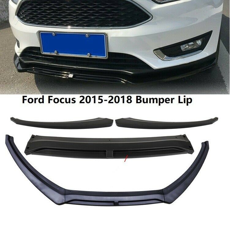 3PCS Black Front Bumper Body Kit Spoiler Lip For 2015-2018 Ford Focus ...