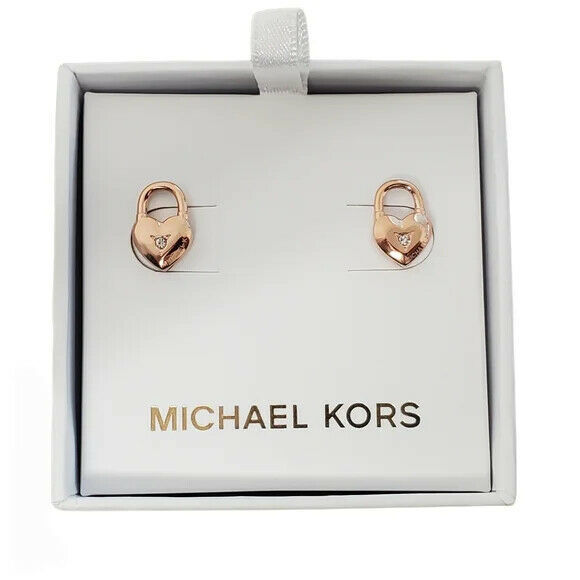 Michael Kors Silvertone Logo Padlock Stud Earrings in Metallic