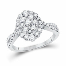 10kt White Gold Round Diamond Oval Bridal Wedding Engagement Ring 1 Ctw - $1,033.07