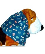 Navy Houndstooth Paw Print Bones Cotton Dog Snood by Howlin Hounds Puppy... - $12.00