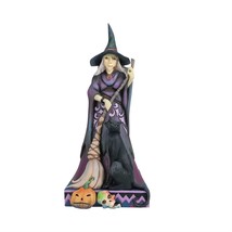 Jim Shore Two-Sided Witch Spooky and Sweet 10.5" High Black Cat Stone Resin image 1