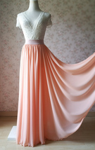 Coral Chiffon Full Maxi Skirt Coral Pink Wedding Bridesmaid Skirt Plus Size