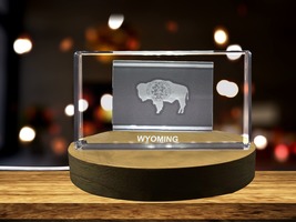LED Base included | Wyoming 3D Engraved Crystal 3D Engraved Crystal Keep... - $29.99+