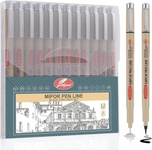 Micro-Pen Fineliner Ink Pens, 12 Pack Black Micro Fine Point