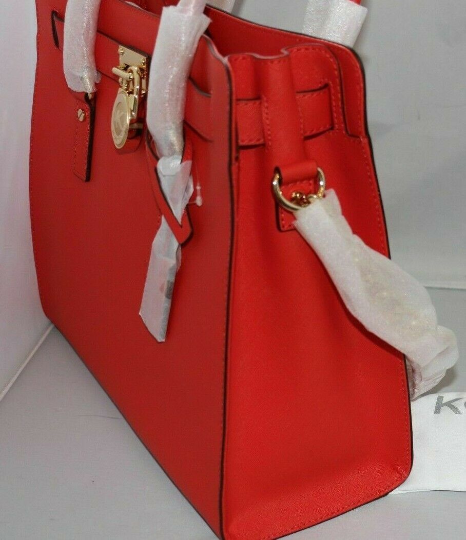 MICHAEL Michael Kors Jet Set Travel Medium Color-Block Leather Tote,  Mandarin/Luggage, Medium