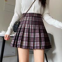 Plus Size Black Plaid Skirt Outfit High Waisted Full Pleated Black Plaid Skirt  image 9