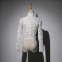 Button Down Short Sleeve Lace Shirt Wedding Bridal Plus Size Crop Lace Shirts image 8
