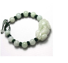  good luck Amulet Handcrafted natural green jade  '' PI YAO'' bracelet - $30.00