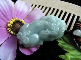 Free Shipping -  good luck Amulet Natural  Green Jadeite Jade Carved '' Pi Yao ' - $20.00