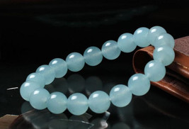 Free Shipping - lovely Natural sky blue jade Prayer Beads charm bracelet - $20.00